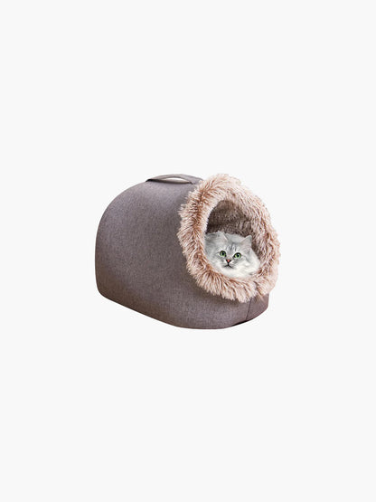 FurryHaven™ - Pet Plush Winter Cave Bed