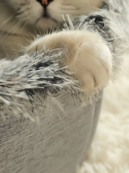 FurryHaven™ - Pet Plush Winter Cave Bed