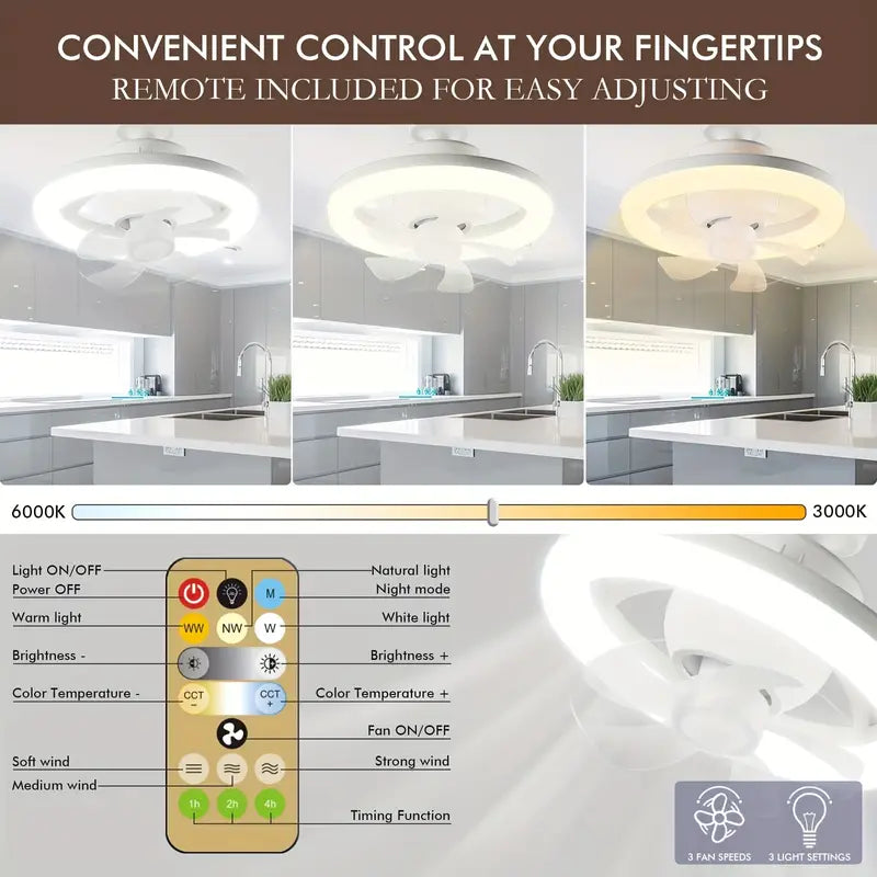 LunaBreeze™ - 360° LED Dimmable Ceiling Fan Light