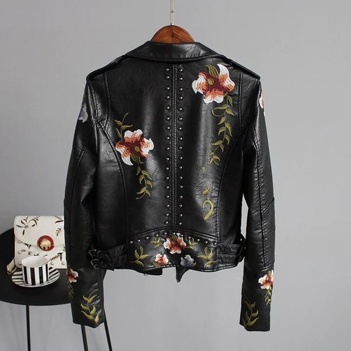 Women's Floral Leather Jacket