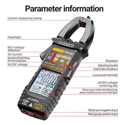 VoltEase™ - PN109 Ohmmeter Voltmeter Tester With Backlit 4000 Count Multimeter Battery Operated