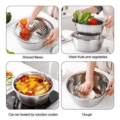 3-in-1 Multifunctional Germany Stainless Steel Basin Set