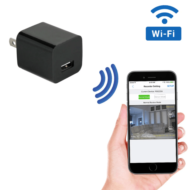 1080P HD WiFi Streaming + Motion Activated Recording USB Wall Charger Hidden Camera